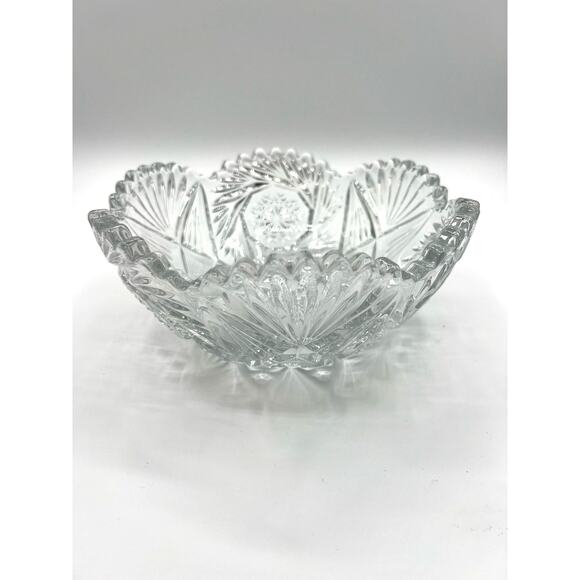 Vintage Cut Glass‎ Crystal Hobstar PinWheel Fan Sawtooth Star Of David Bowl - Picture 1 of 5